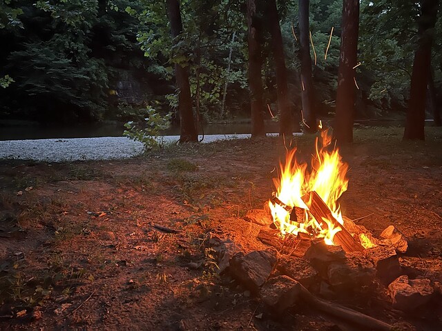 Campfire by the stream