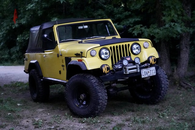 A rad Jeepster Commando at the campground