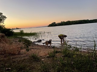 Sunset - Trying to get Durby to come into the lake