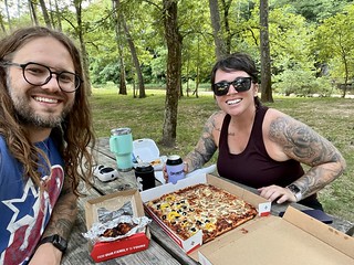pizza - Camping + hot pizza that we didn't make... a nice treat.
