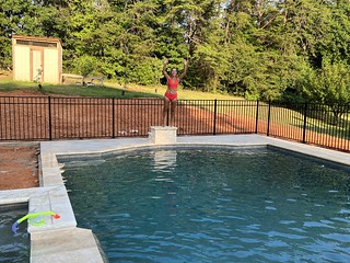 Bre'anna takes the inaugural jump into the new pool