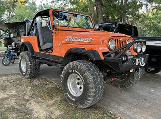 Jeep - CJ5 Jeep Renegade with the chevy bowtie and side exit exhaust.
