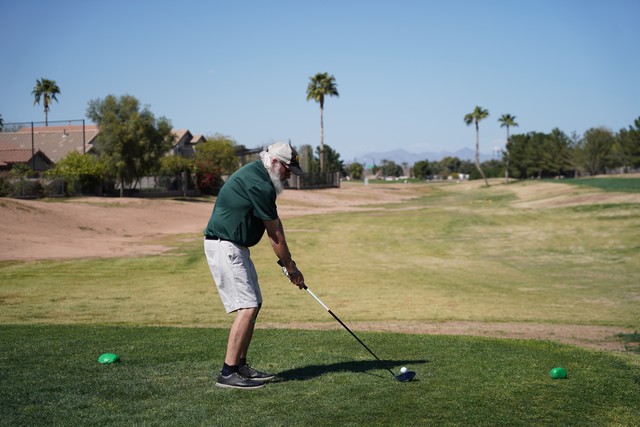 Teeing off on number 9