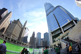 Trump Tower, green water