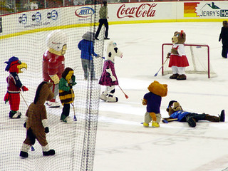 Broomball - That is Luke, laid out on the ice