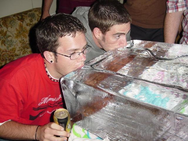 Zach and Jordan doing Ice Shots at the Sig Nu House
