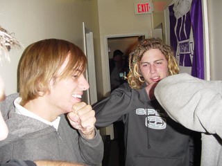 Saint Louis - Justin and Luke squeezing their chins to make them go numb