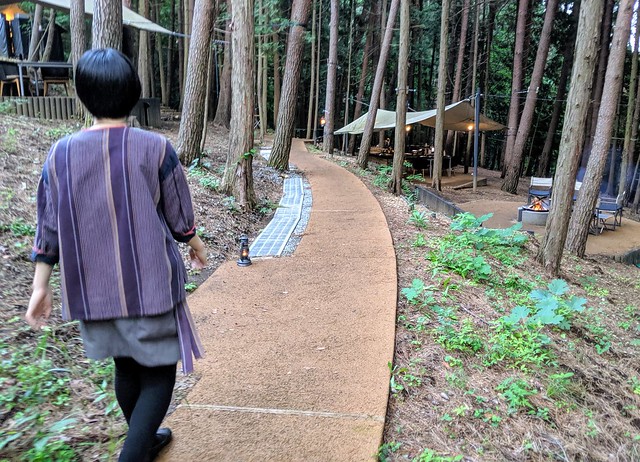 Heading toward our private dinner in the woods