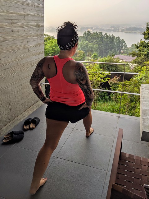 Startin the day off with some Yoga outside of Mount Fuji