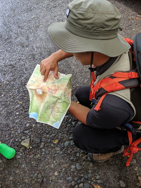 Tour guide showing us a 3D map of where we are at the base of Kofu.