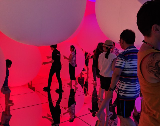 The balls filled the room all the way to the very high ceilings