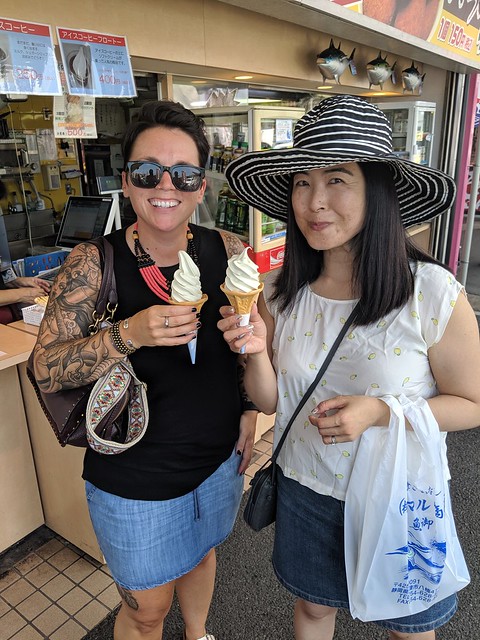 Enjoying some wasabi ice cream