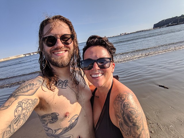 Chillin on this black sand beach