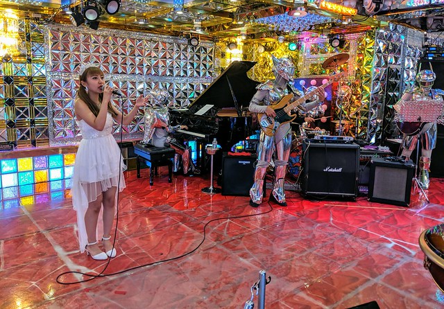 In the robot restaurant lounge