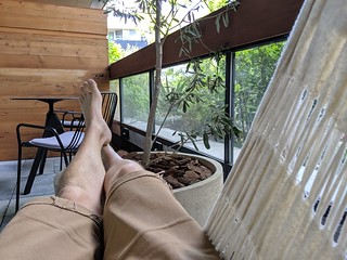 Relaxin on the hotel patio