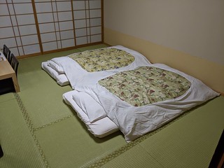 Our hotel room converted to night time mode