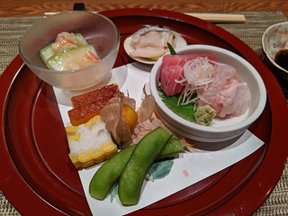 The attention to detail in Japanese food is so crazy. That "ear" of corn is a fishcake with corn kernels stuck into it.
