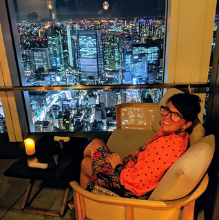 Waiting for dessert at the bar outside of the restaurant