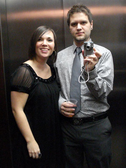 Kari and I in the elevator