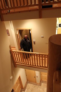 Dylan using the house elevator