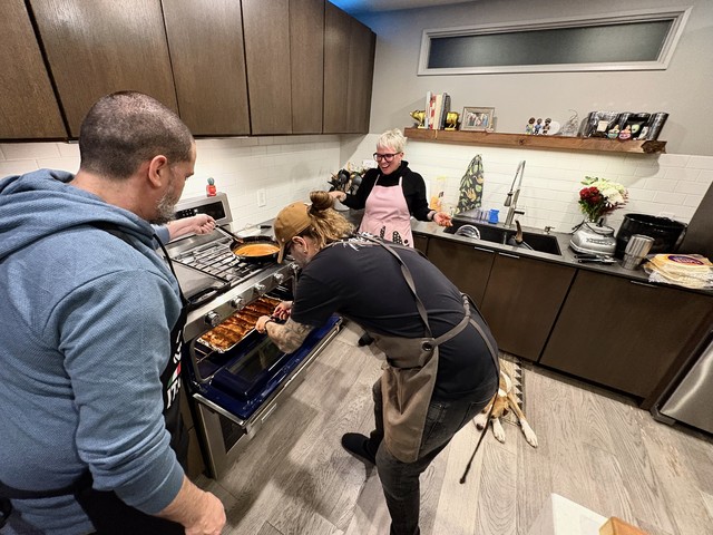 First batch of enchiladas goin in