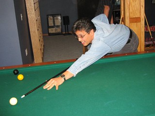 Matt shooting pool