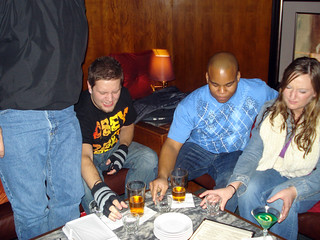 We're all hating/slamming down our shots.  Jeff is already standing up.