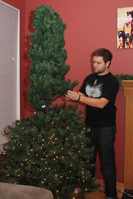 Setting up the Christmas tree