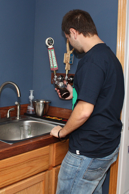 Pullin the first glasses of a new batch of homebrew