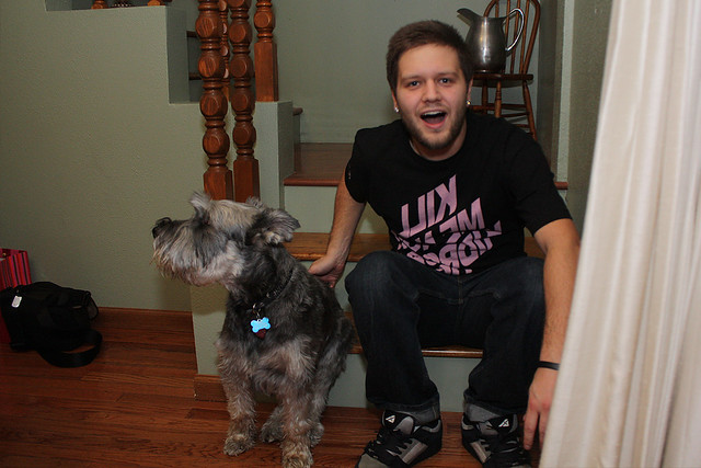 Hanging out on the step with Chomp