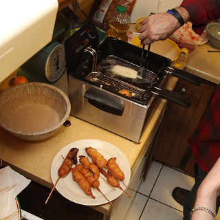 Fryin up a twinkie to go with the corn dogs and pork chops