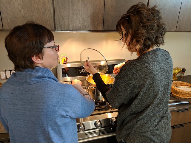 Sherry and Mom cookin up some foods