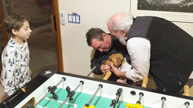 Jaxon had a great time eating foosballs and everything else he could get his mouth on