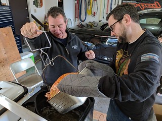 Rod n Jon tend to the turkey