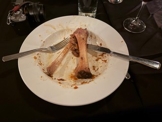 This was a nice plate of Osso Bucco, Hasselback sweet potatoes, and collard greens