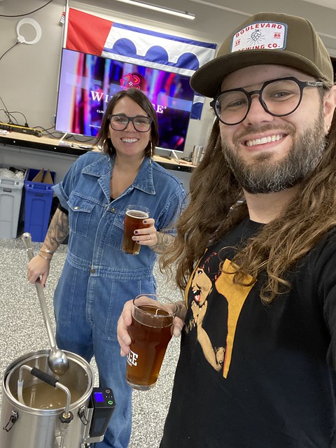 It's important to drink beer while you make beer. Finishing up our last batch of Oktoberfest