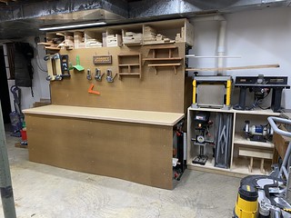 Covid-19 - Resurfaced the assembly table and added more scrap wood storage