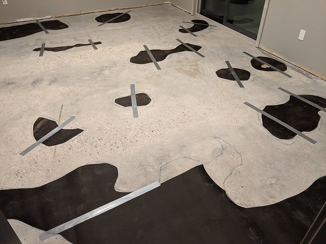 Filled the low spots with 30# roofing felt before laying the floor