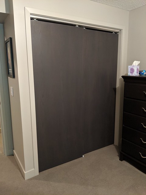 Sliding closet doors hung