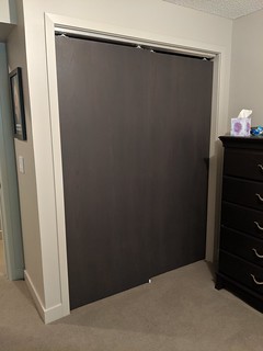Sliding closet doors hung