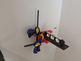 My method of leveling and clamping everything in place while I screwed them from the back side.