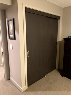 Guest bedroom closet doors finished off