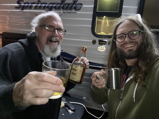 Jeff always has a bottle of whiskey and cigars on hand