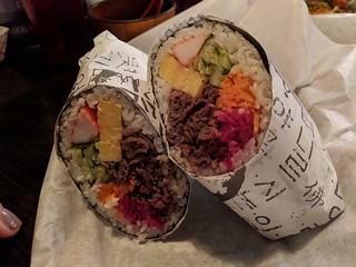 A bulgogi sushi burrito. Weird and probably too big, but very tasty.