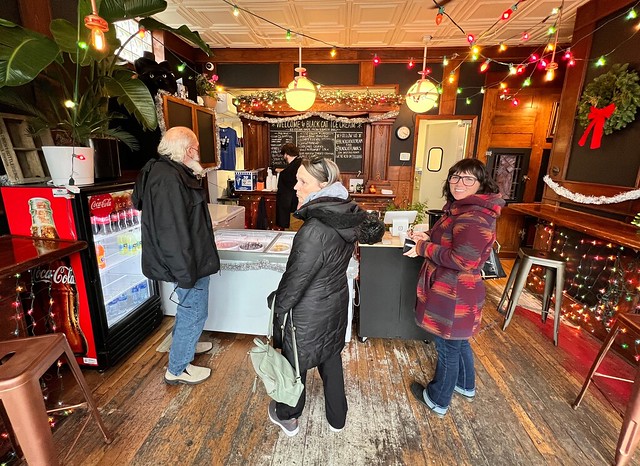 Listening to Kari talk shit while we get some weirdo, tasty ice-cream at Black Cat.
