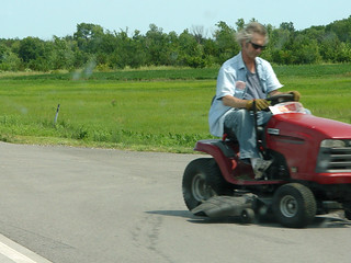 I'm pretty sure this dude was driving his lawn mower down the highway to the gas station.