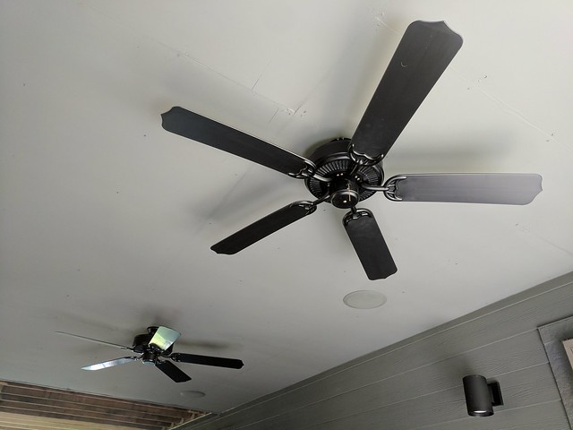 Patio fans and speakers installed