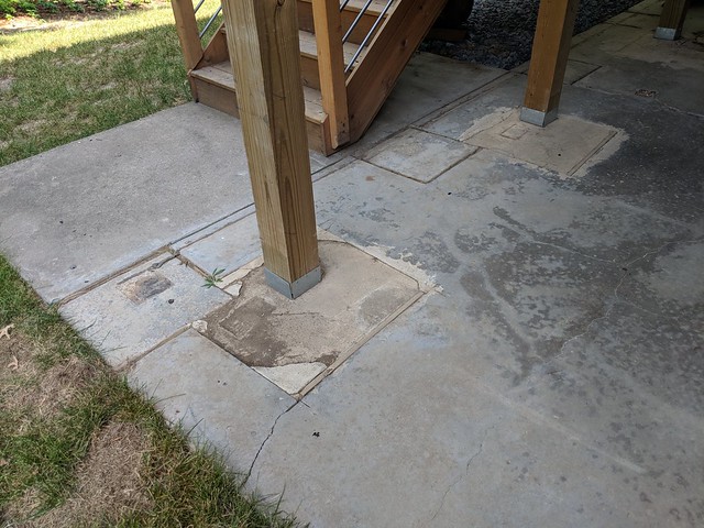 Even after it was all opened up and functiona, the state of the patio floor was driving me crazy