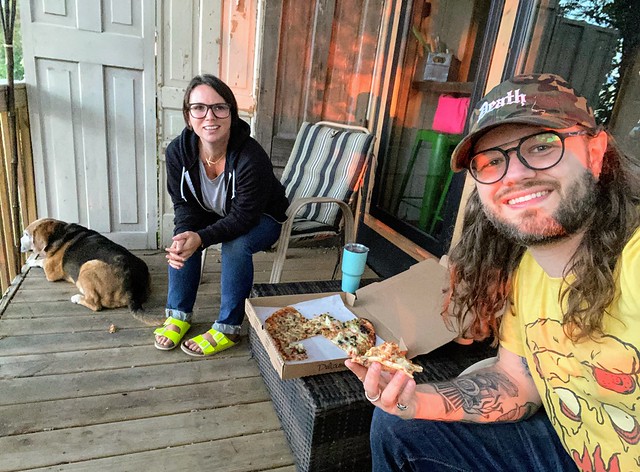 Take-out pizza + sunsets