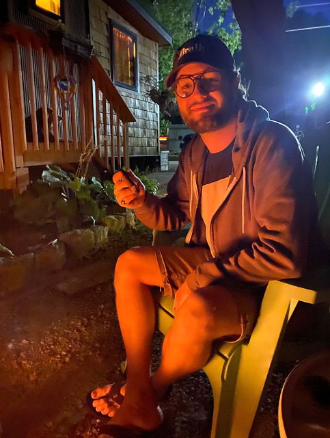 Birthday cigar by the fire